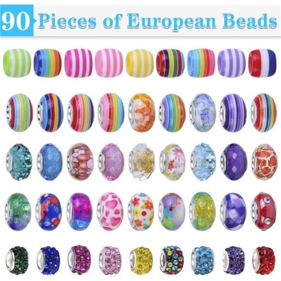 150 Pieces Charm Bracelet Making Kit,Unicorn Mermaid Crafts Gifts Set - Picture 3 of 7